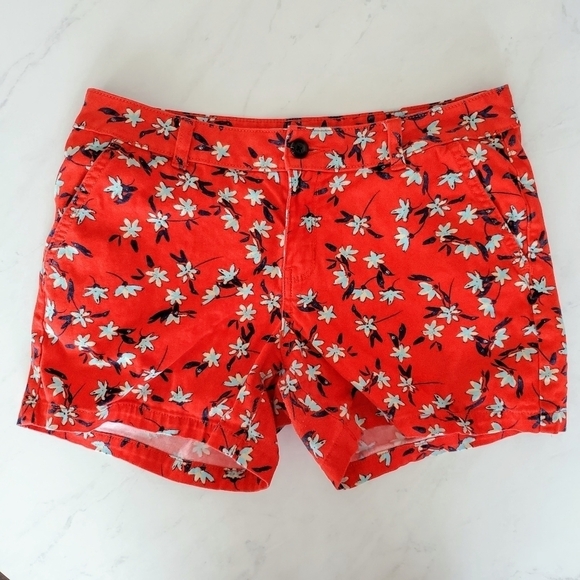 a.n.a Pants - a.n.a. Floral Twill Shorts 6 Red Blue